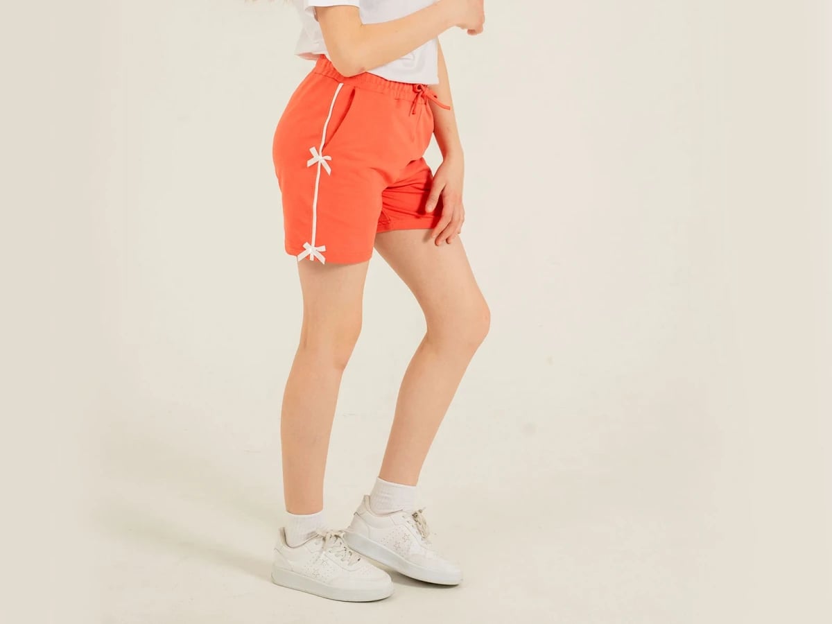 Girls' Coral Cotton Shorts with White Piping - Pack of 4 - Nickel - by Peralane
