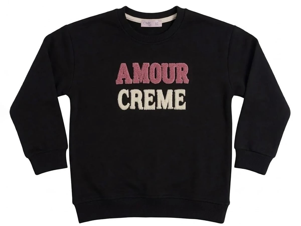 Girls' Embroidered Sweatshirt - Black - CMK - by Peralane