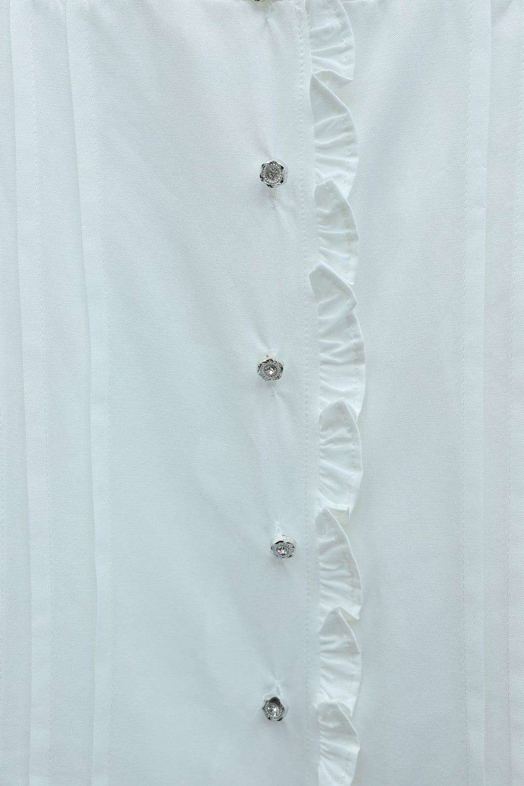 Ruffled Sleeve Lace-Up Stone Button Cupra Tunic - Ecru - Podyumplus - by Peralane - photo 5