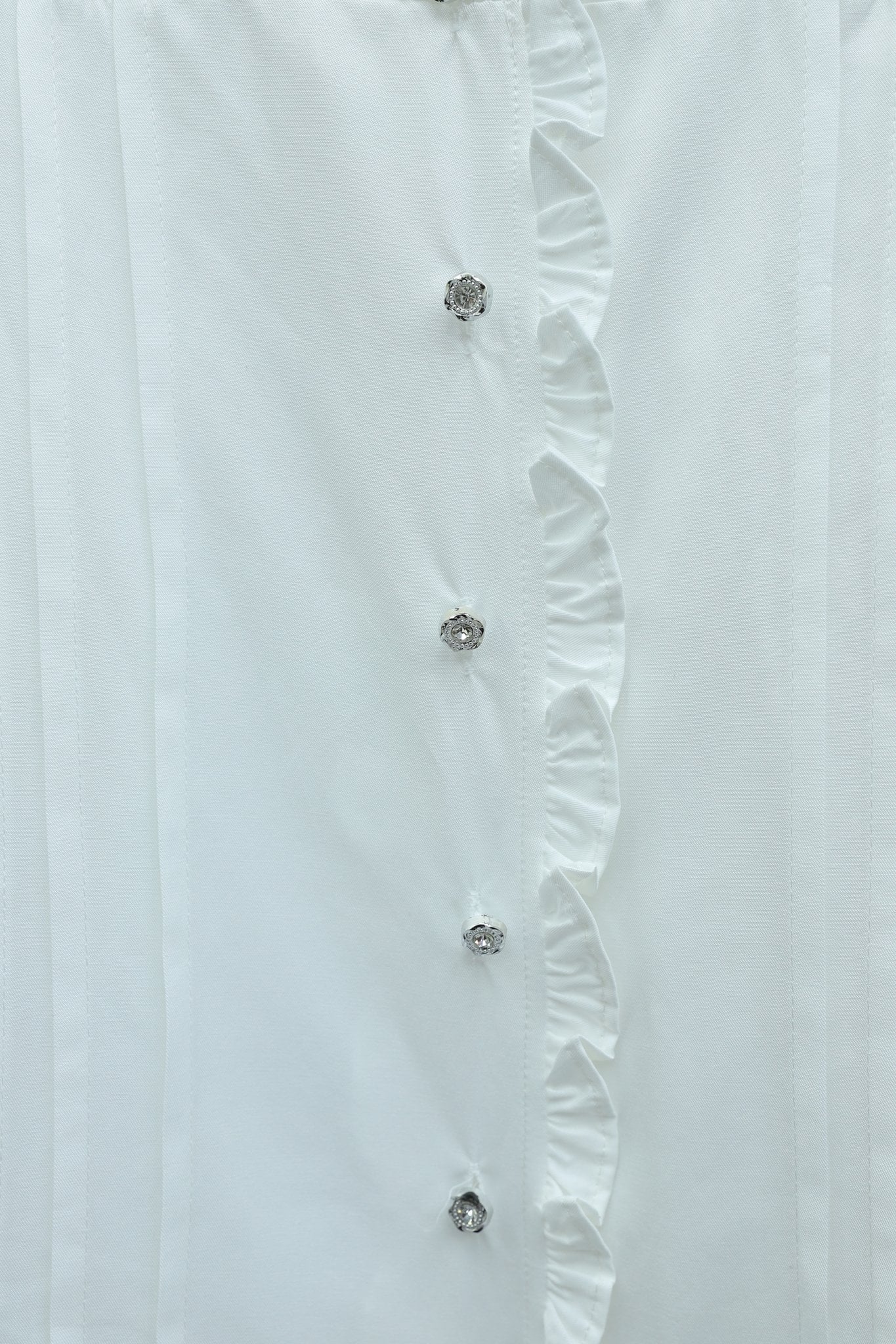 Ruffled Sleeve Lace-Up Stone Button Cupra Tunic - Ecru - Podyumplus - by Peralane - photo 5