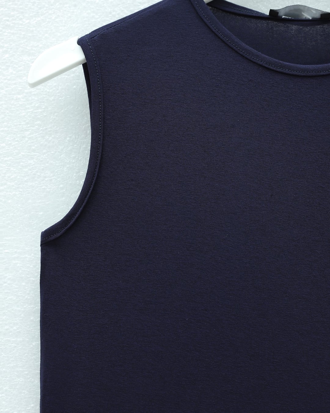 Navy Blue Sleeveless Crew Neck Ribbed Tank Top - Podyumplus - by Peralane - photo 4