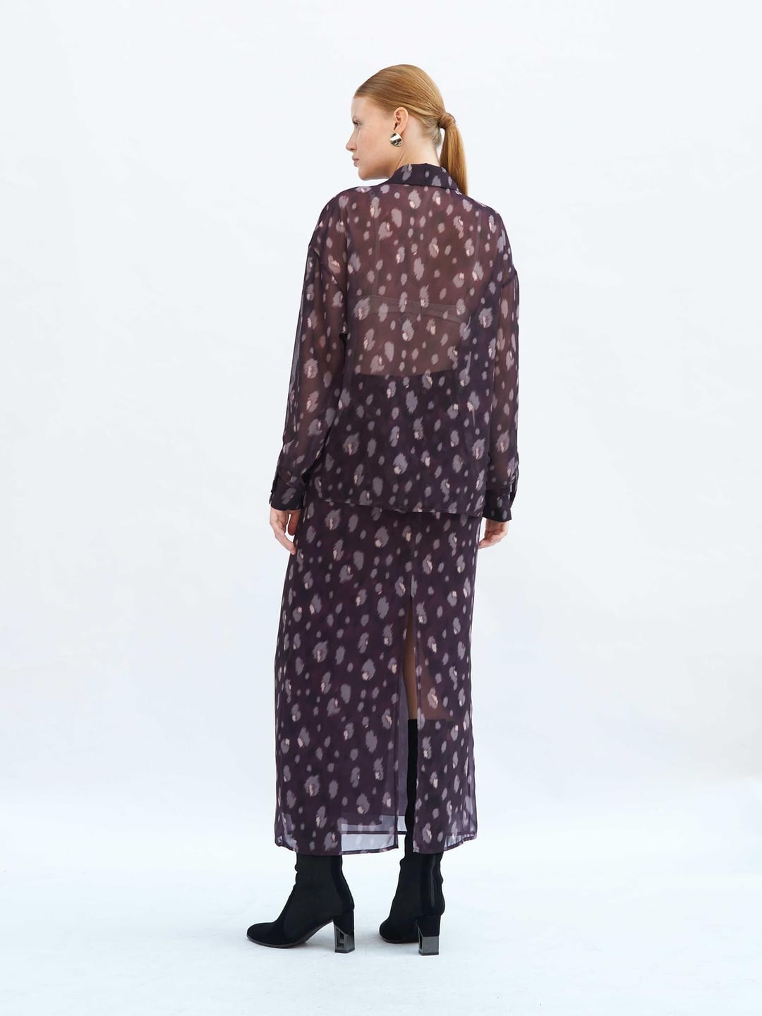 Polyester Sheer Long-Sleeve Blouse with Abstract Spot Print - Lefon - by Peralane - photo 3