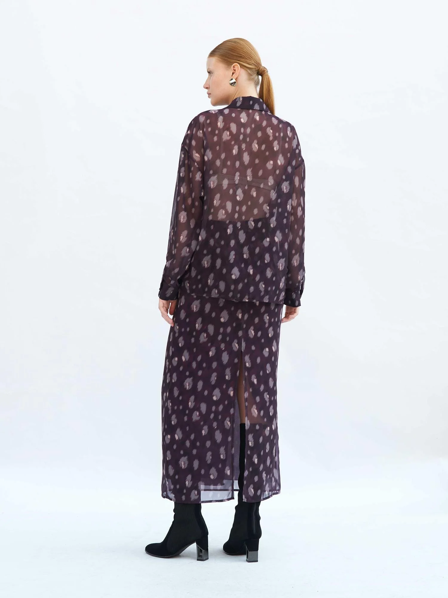 Polyester Sheer Long-Sleeve Blouse with Abstract Spot Print - Lefon - by Peralane - photo 3