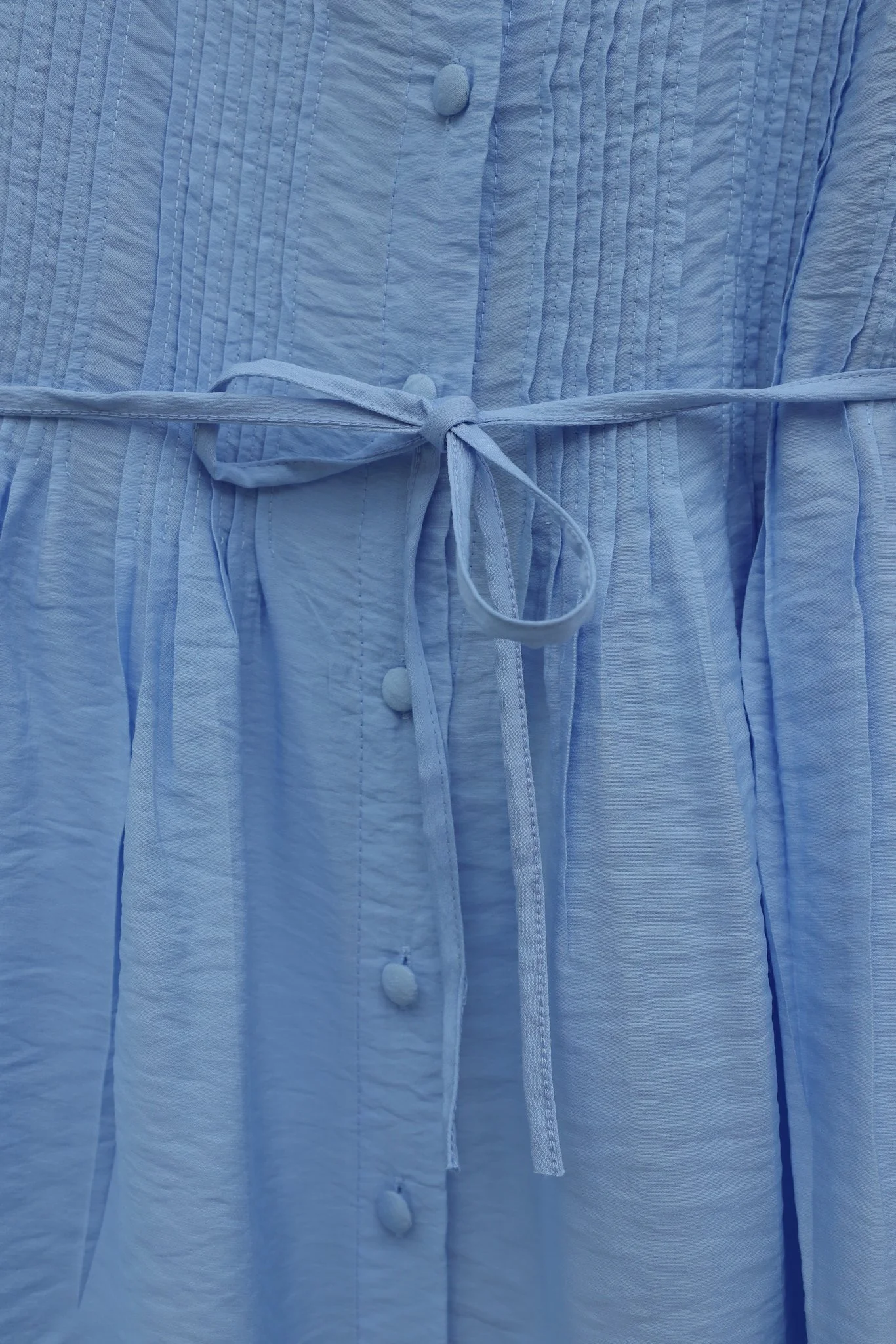 Ribbed Cupro Tunic with Ruffled Details and Tie Belt - Baby Blue - Podyumplus - by Peralane - photo 7