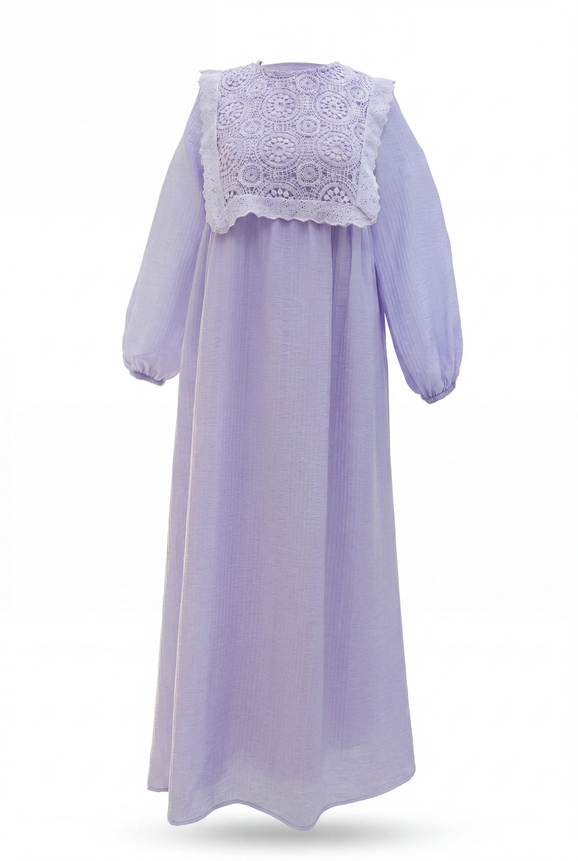 Removable Lace Vest Long Flowing Dress with Elastic Cuffs - Lilac - Podyumplus - by Peralane - photo 5