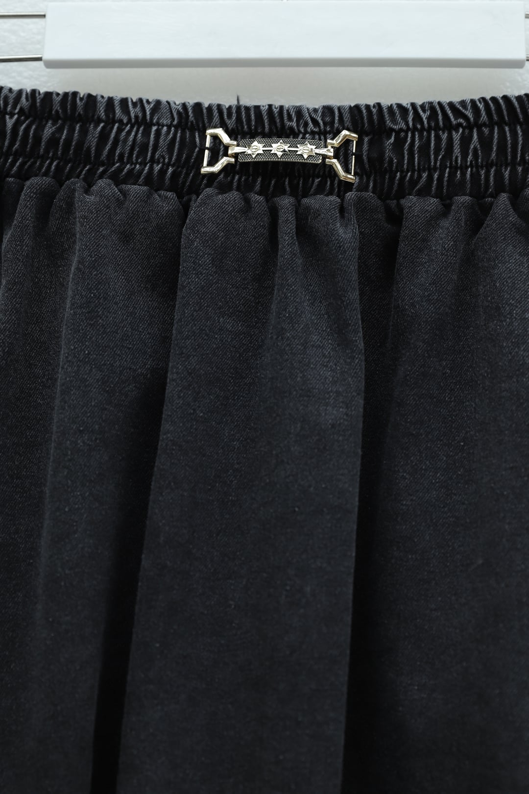 Elasticated Waist Denim Midi Skirt with Buckle Detail - Anthracite - Podyumplus - by Peralane - photo 5