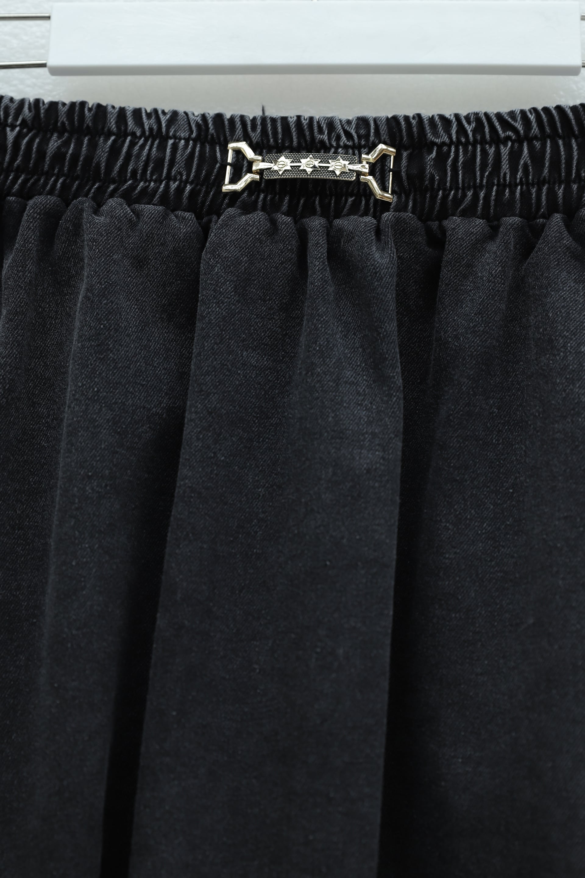 Elasticated Waist Denim Midi Skirt with Buckle Detail - Anthracite - Podyumplus - by Peralane - photo 5