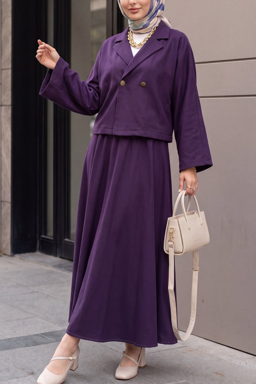 Single Button Felt Skirt Suit - Purple - Podyumplus - by Peralane - photo 2