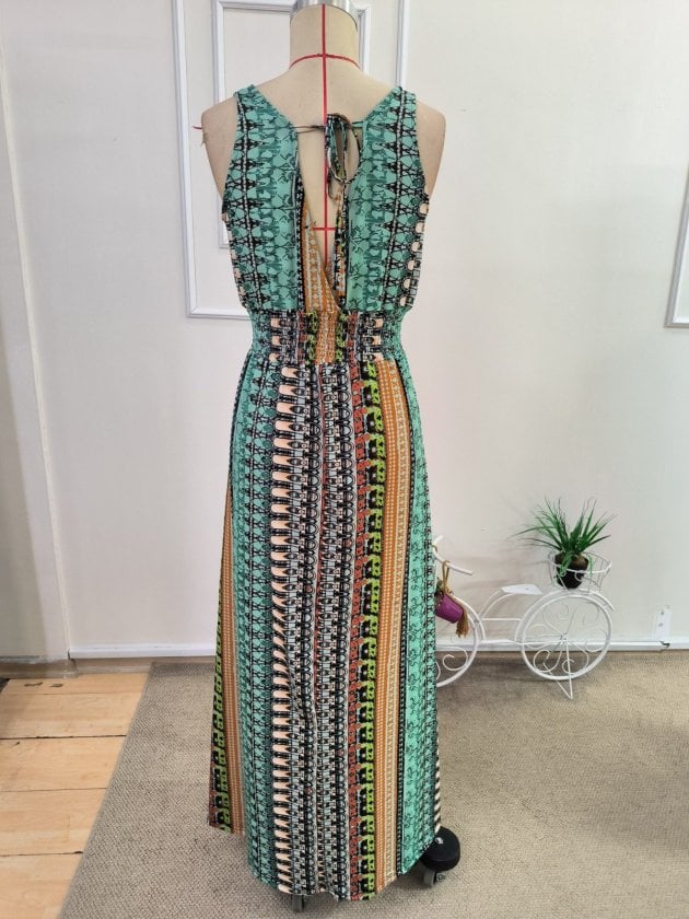 Women's Sleeveless V-Neck Patterned Maxi Dress - Janes - by Peralane - photo 5