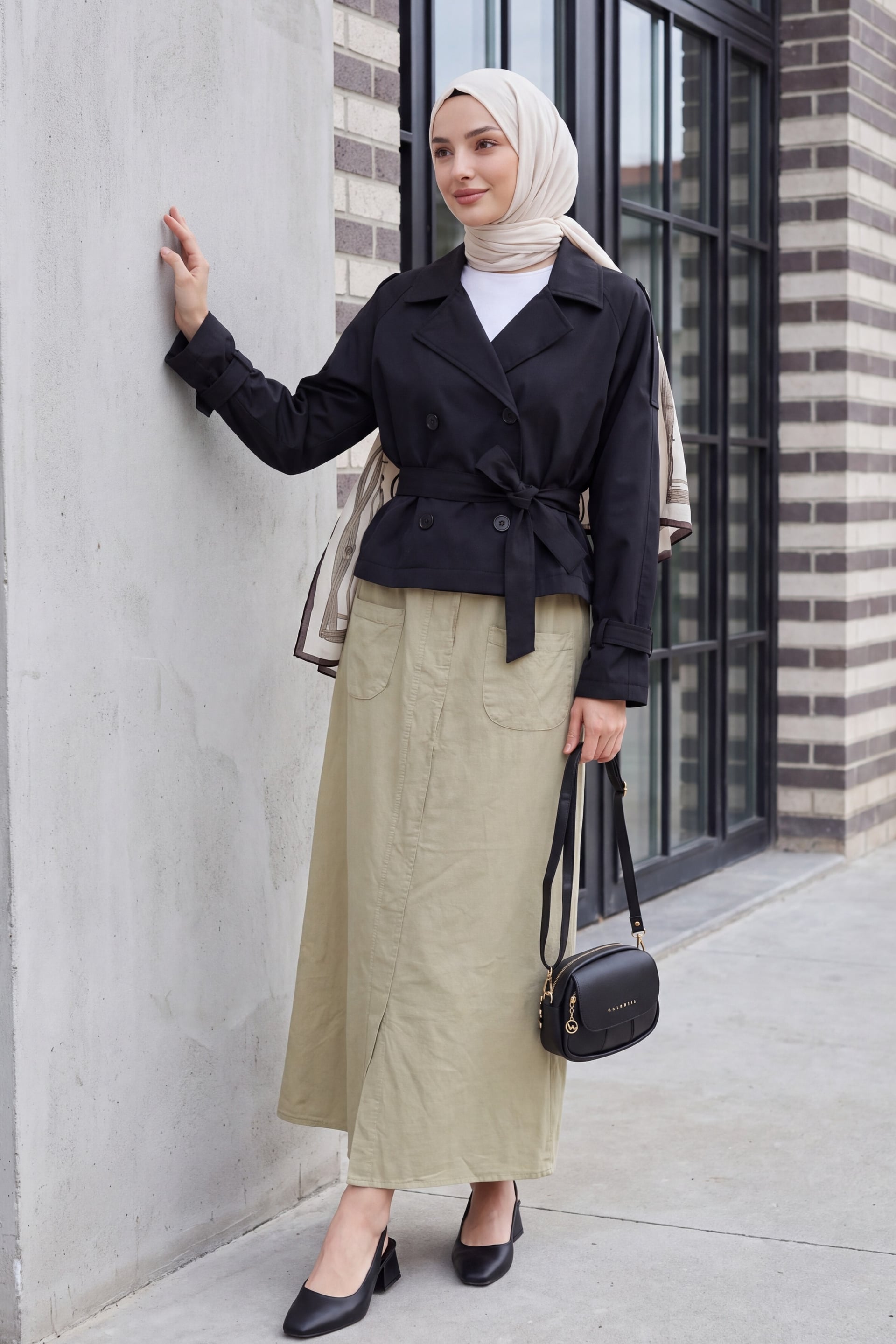 Women's Belted Short Trench Coat - Black - Bigdart - by Peralane - photo 3