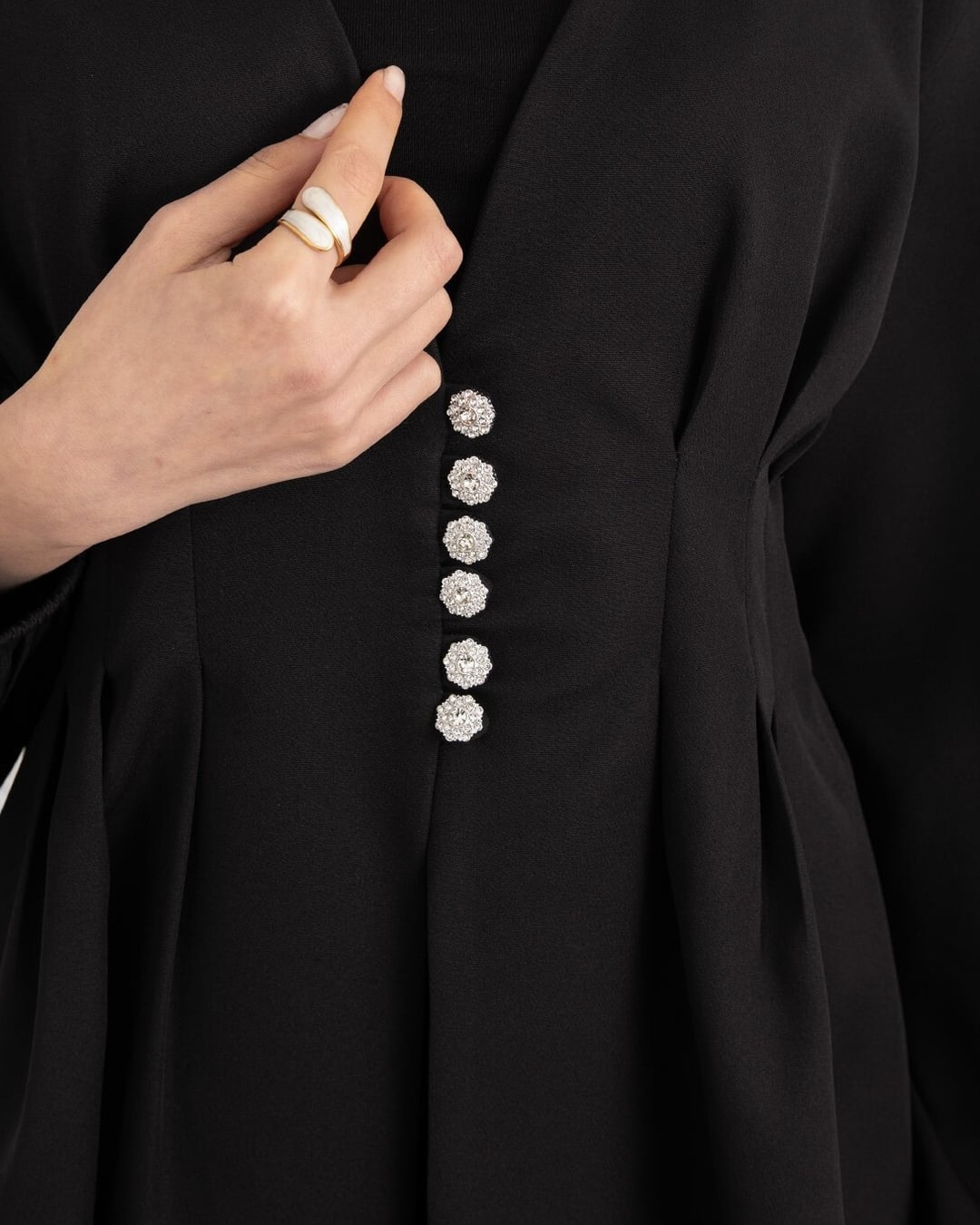 Stone Button Elastic Cuff Double Trousers Set - Black - Podyumplus - by Peralane - photo 7