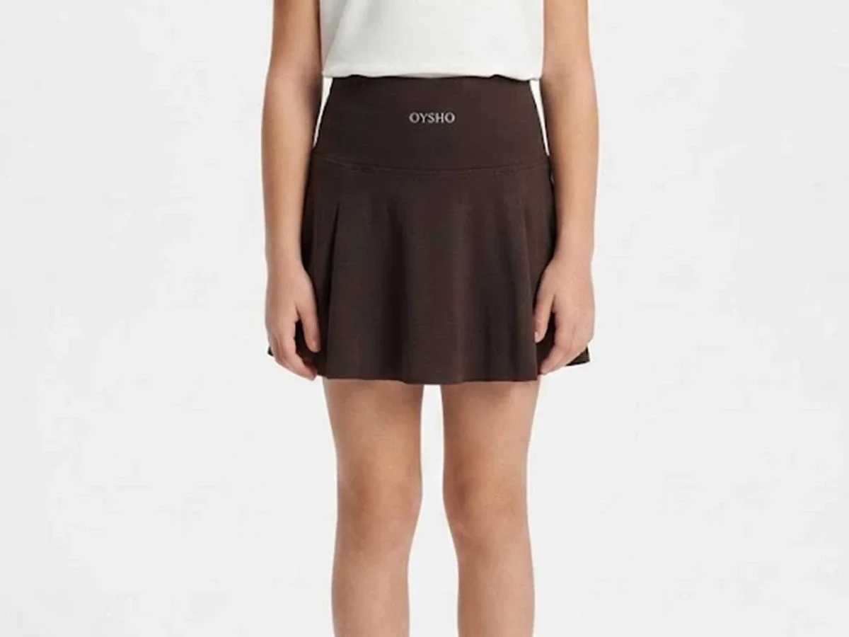 Girls' Printed High-Waisted Pleated Skort - Dark Brown (Pack of 5) - Langa - by Peralane
