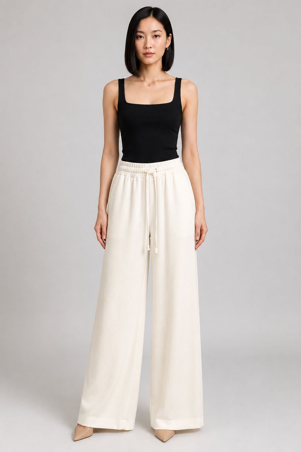 Elasticated Palazzo Trousers 7150 in Off-White - Xlove - by Peralane - photo 2