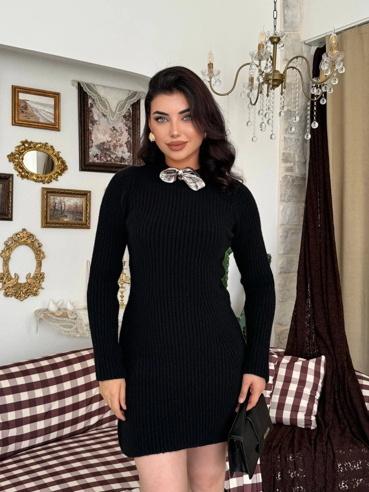 Keans Scarf Detail Dress ETK-20007 - Black - Etika - by Peralane - photo 5