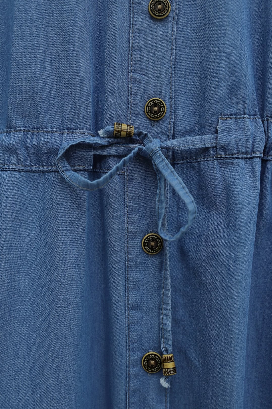 Tunnel Laced Full-Length Buttoned Denim Dress - Indigo - Podyumplus - by Peralane - photo 3
