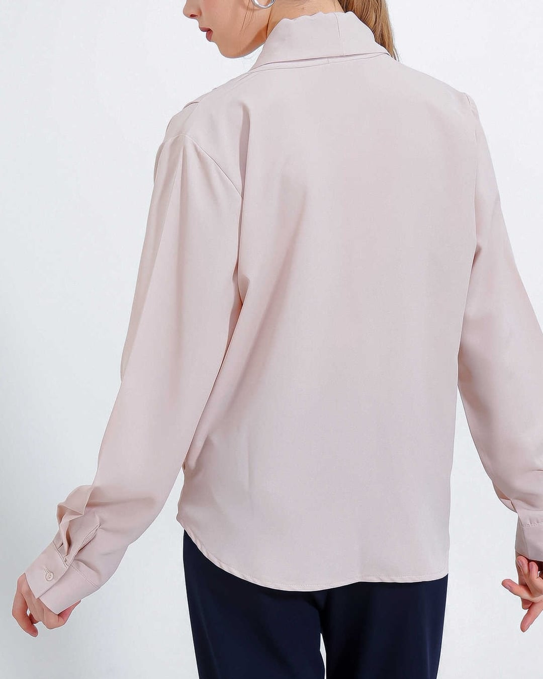 Women's Cream Wrap Collar Draped Satin Blouse 0492 - Bigdart - by Peralane - photo 6