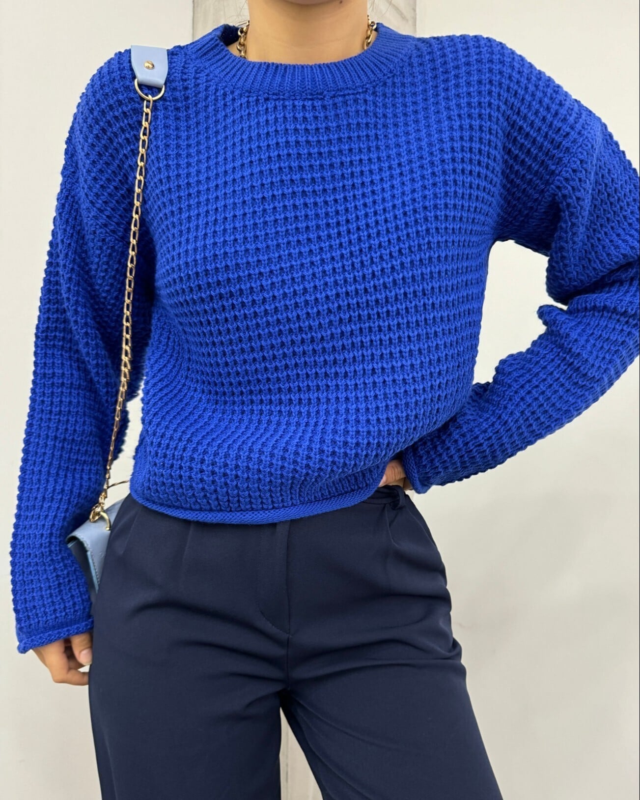 Round Neck Knit Sweater - Saks - Podyumplus - by Peralane - photo 4