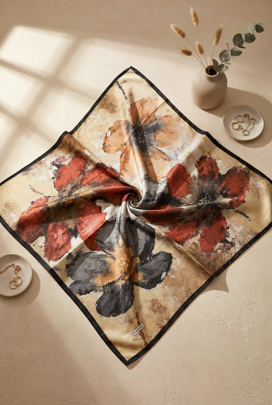Printed Effect Rayon Womens Scarf – Mustard - Podyumplus - by Peralane