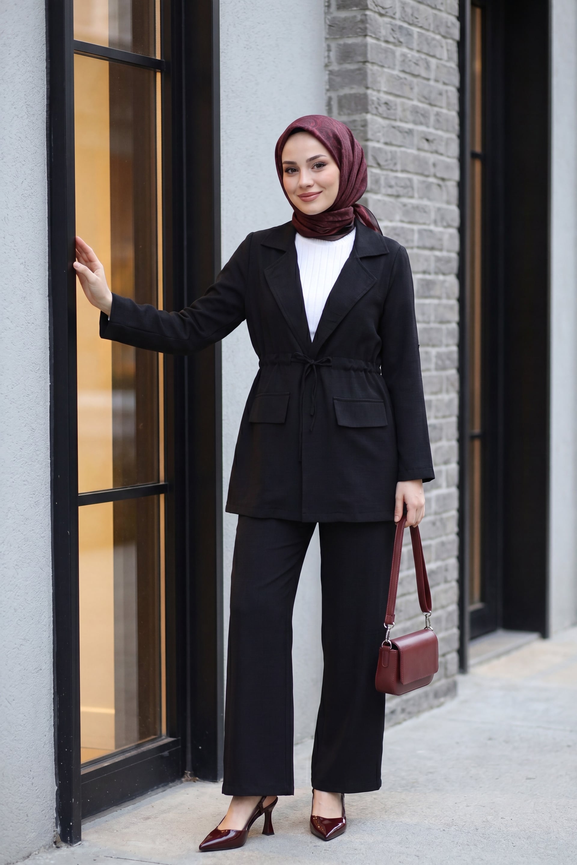 Flap Tunnel Bridge Blazer and Wide-Leg Trousers Suit - Black - Podyumplus - by Peralane