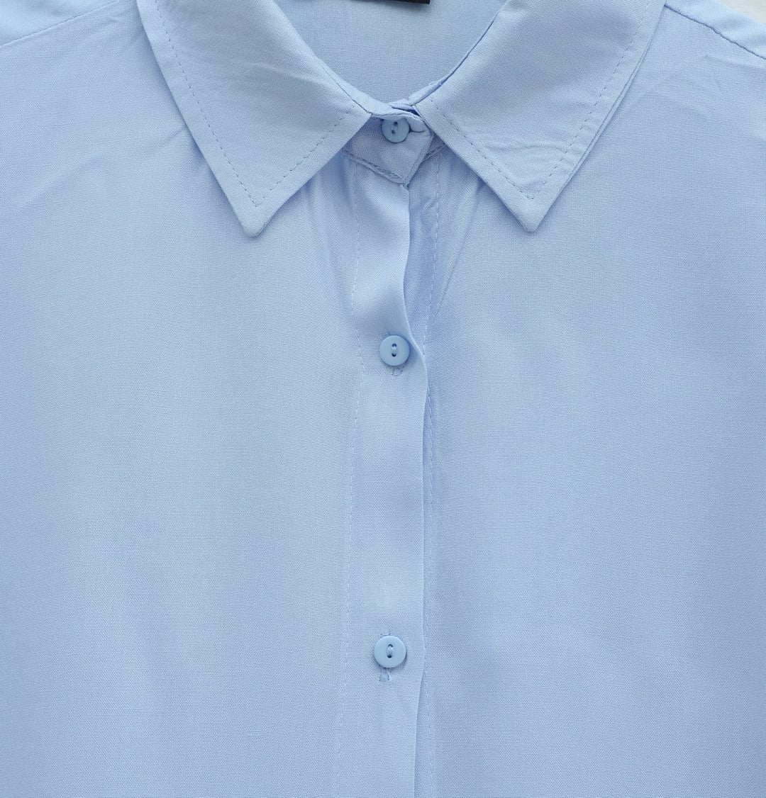 Buttoned Relaxed Viscose Blouse - Baby Blue - Podyumplus - by Peralane - photo 4