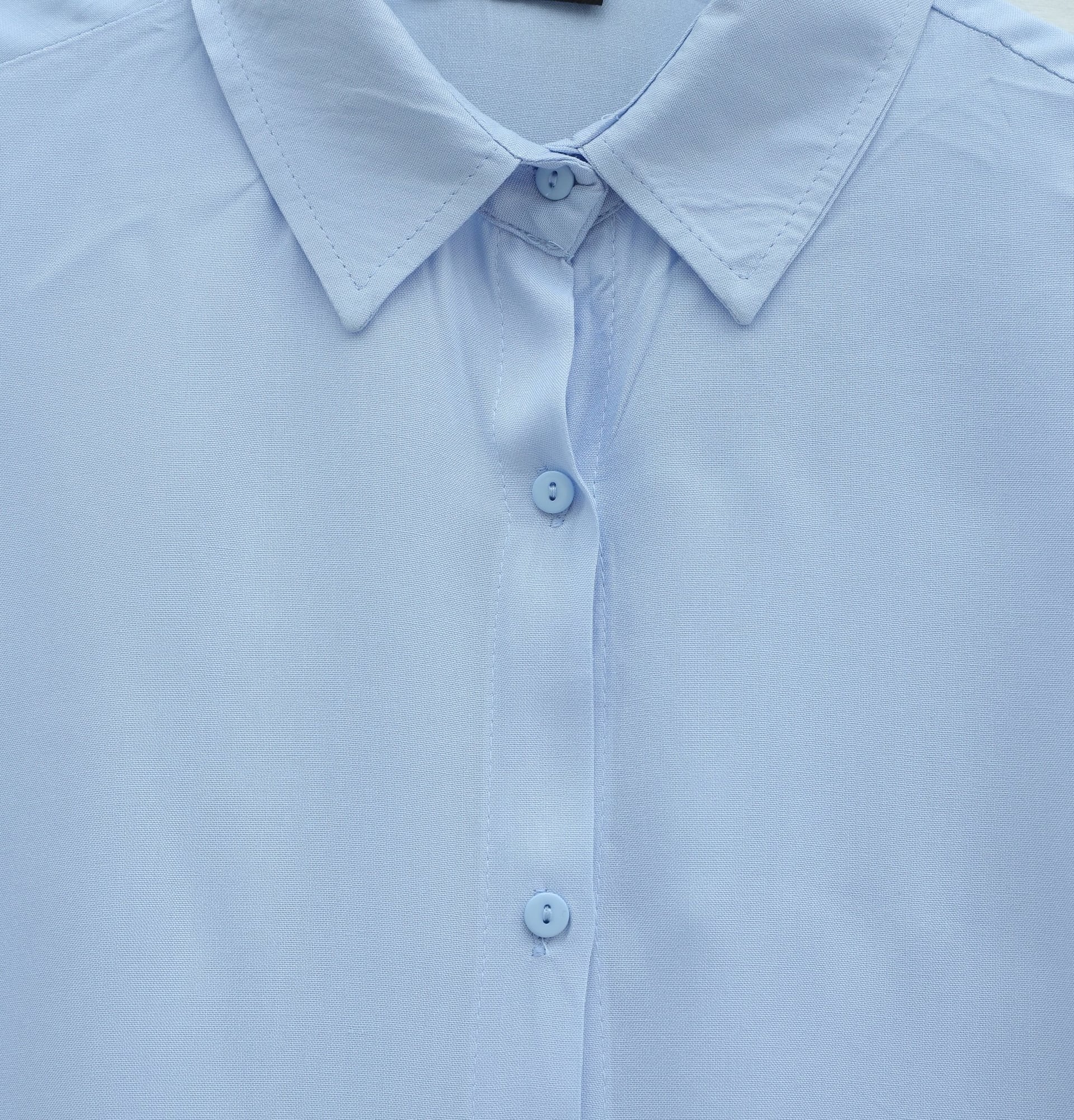 Buttoned Relaxed Viscose Blouse - Baby Blue - Podyumplus - by Peralane - photo 4