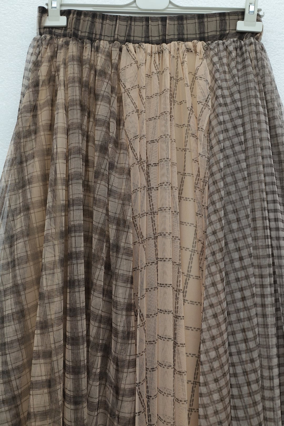 Plaid Elasticated Waist Lined Tulle Skirt - Mink - Podyumplus - by Peralane - photo 5