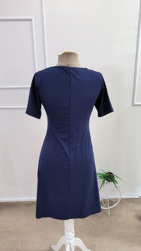 Women's Navy Blue Short Sleeve Cat Print Viscose Knee-Length Night Dress - Janes - by Peralane - photo 6