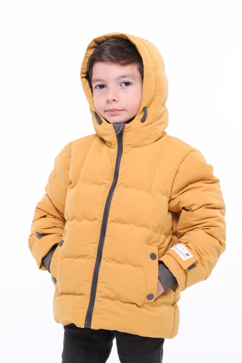 Boys' Quilted Puffer Jacket with Hood - Mustard Yellow (2-8 Years) Pack of 5 - Benitto Kids - by Peralane