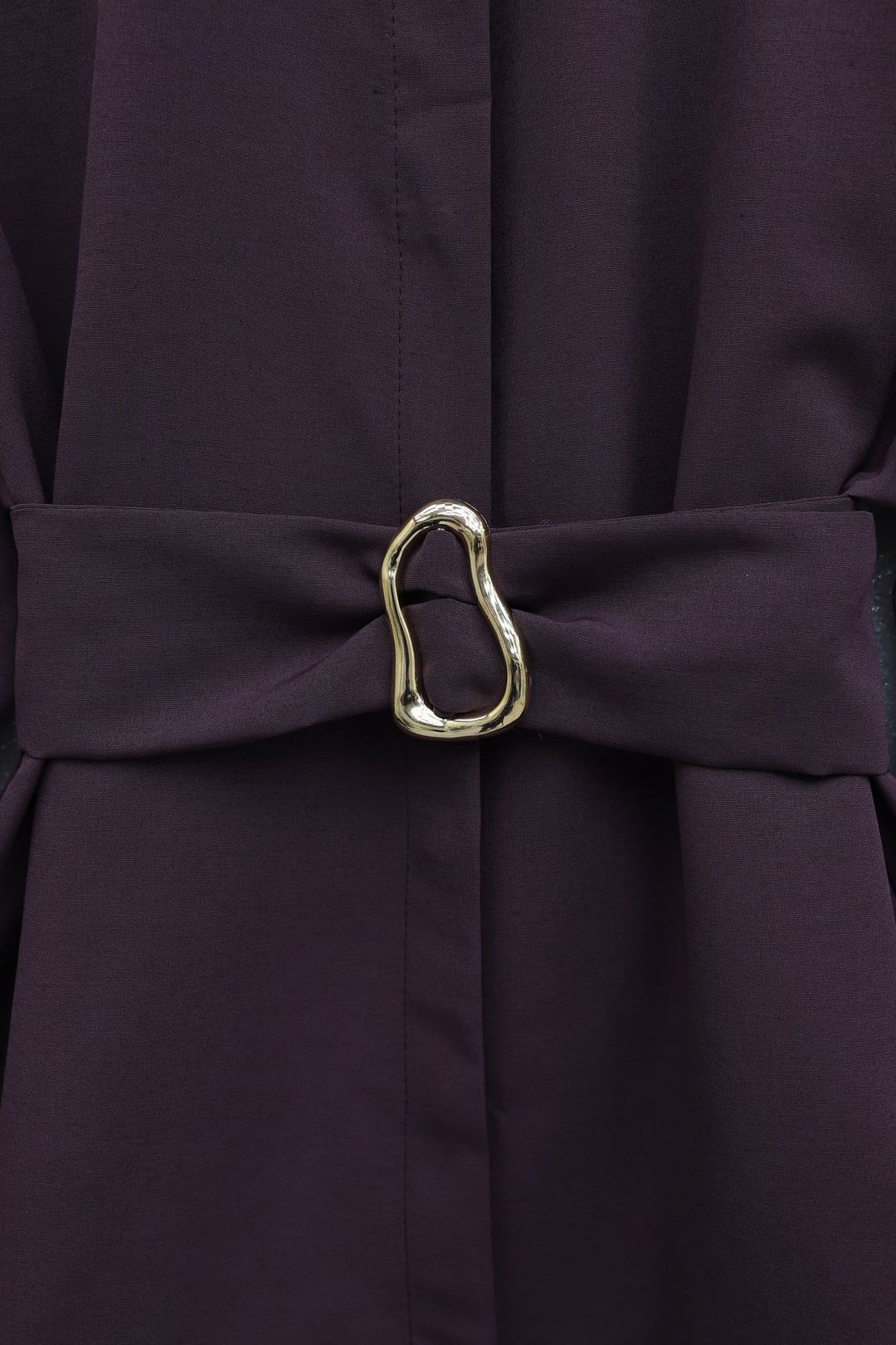Belted Double Cuff Poplin Tunic - Deep Plum - Podyumplus - by Peralane - photo 8