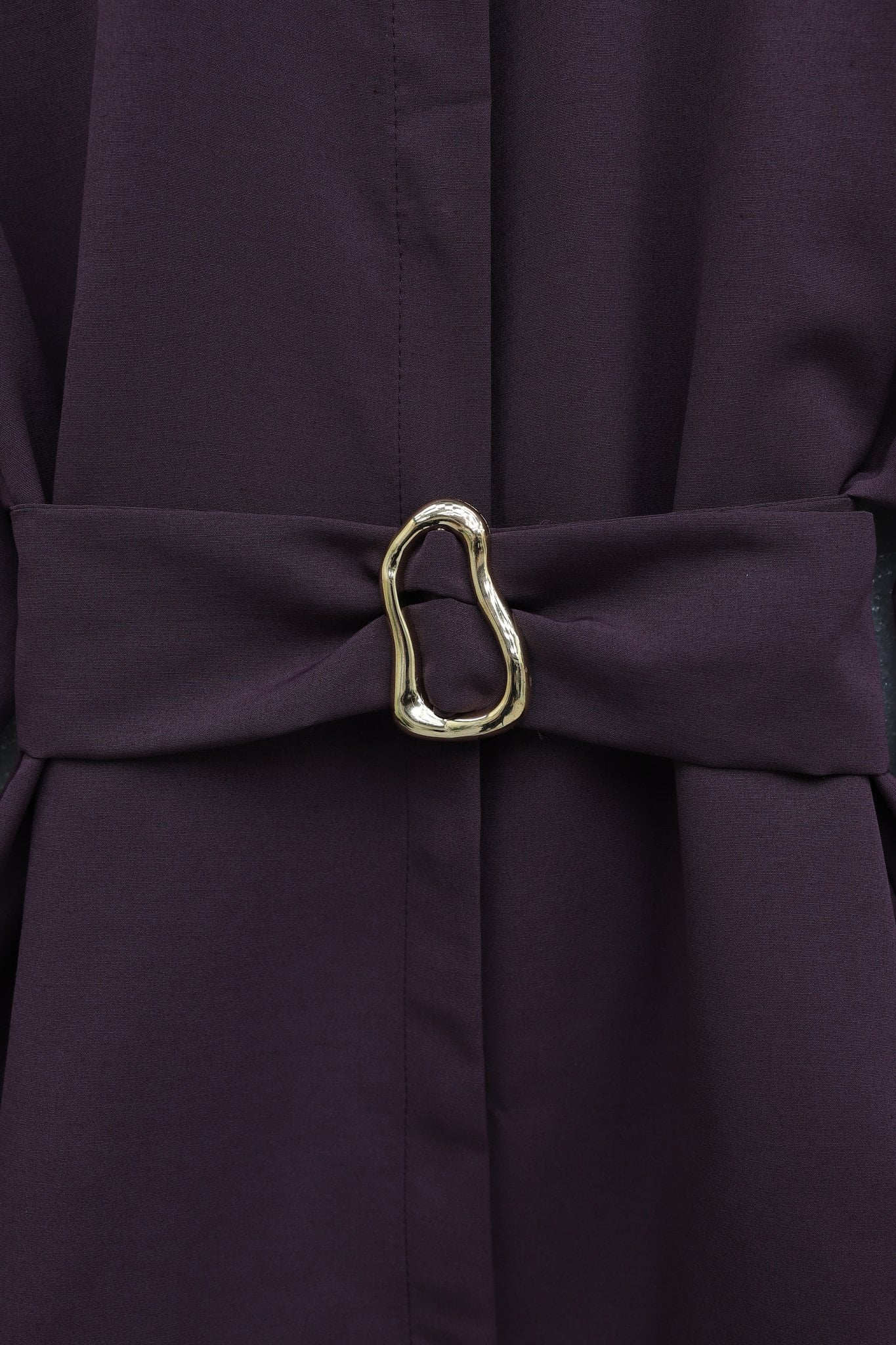 Belted Double Cuff Poplin Tunic - Deep Plum - Podyumplus - by Peralane - photo 8