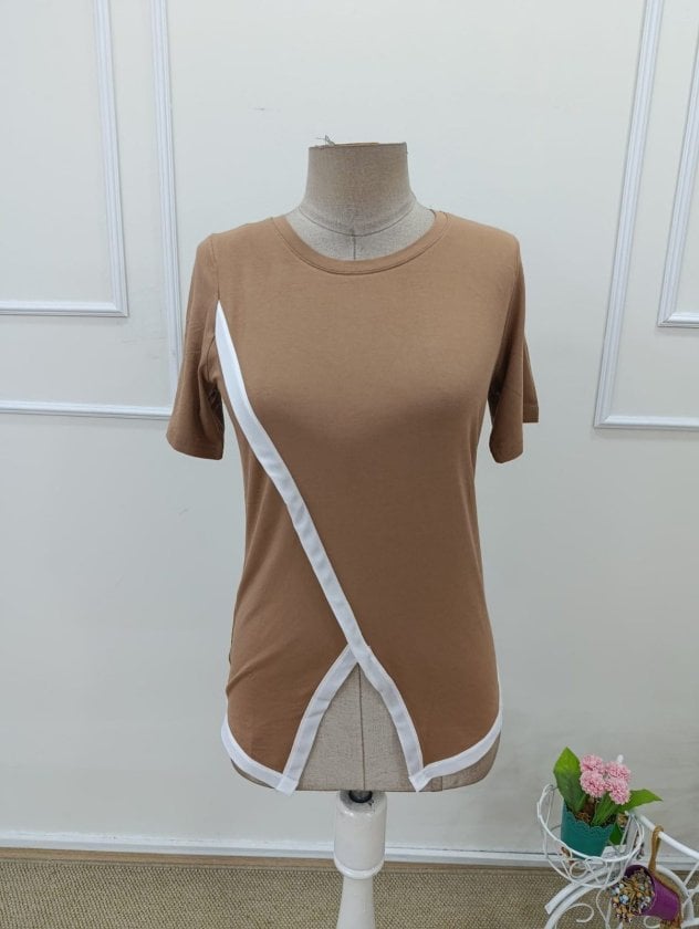 Women's Short Sleeve Boat Neck Viscose Blouse - Brown - Janes - by Peralane - photo 5