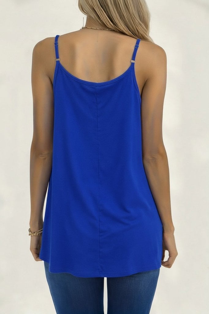 Women's Spaghetti Strap Round Neck Pleated Long Viscose Blouse in Royal Blue - Janes - by Peralane - photo 4