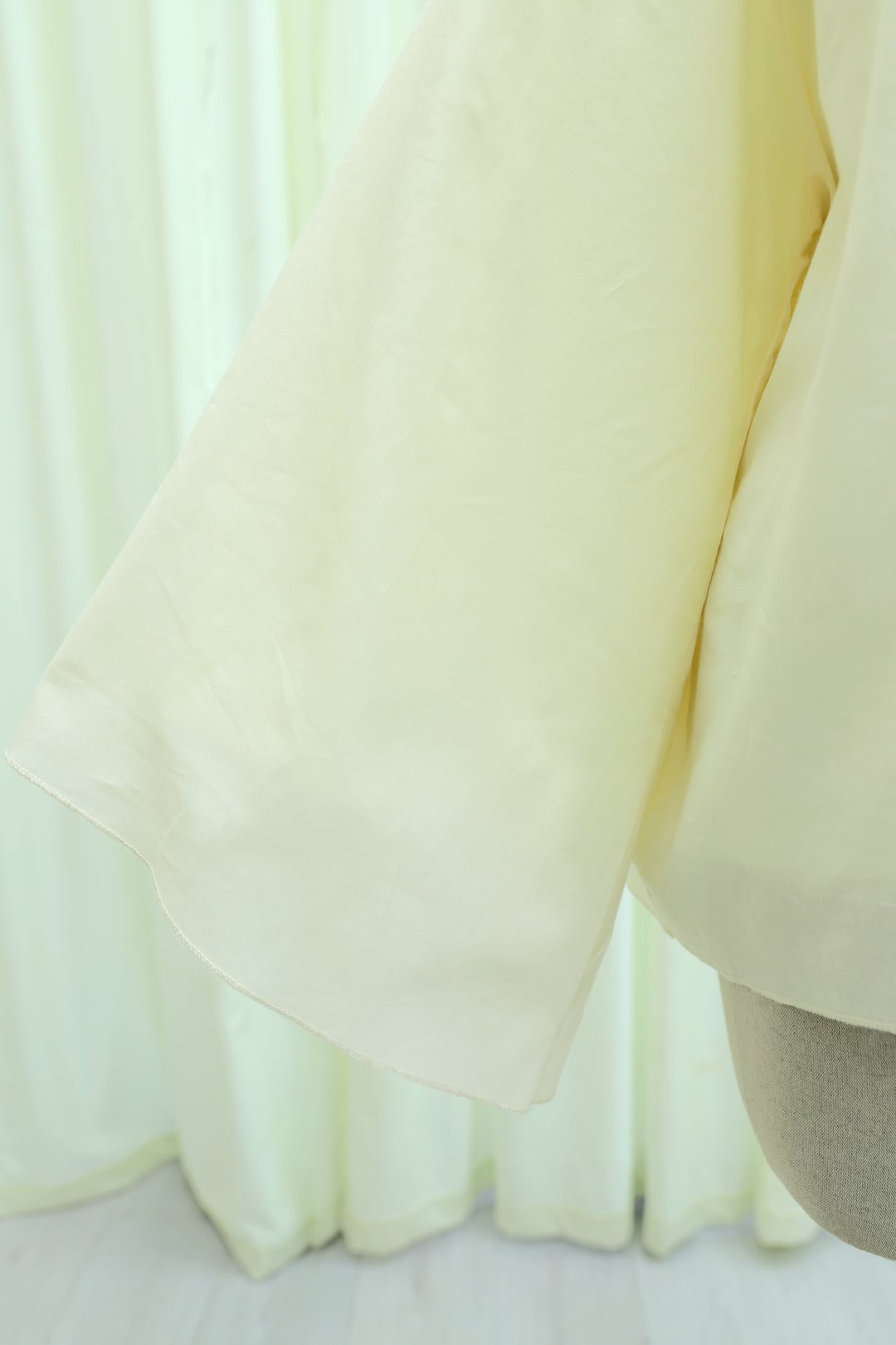 Crew Neck Spanish Sleeve Lined Voile Blouse - Light Yellow - Podyumplus - by Peralane - photo 9
