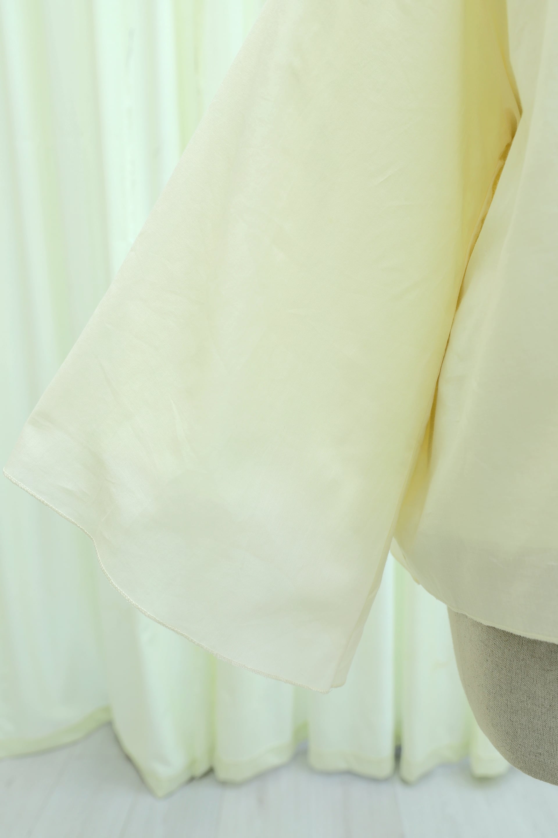 Crew Neck Spanish Sleeve Lined Voile Blouse - Light Yellow - Podyumplus - by Peralane - photo 9