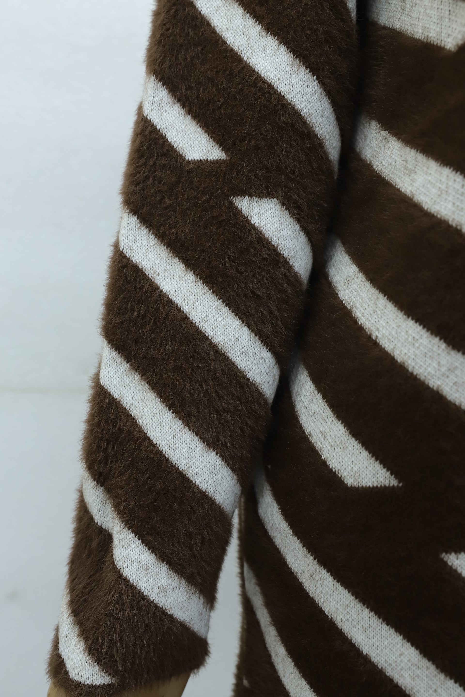 Half Collar Side Stripe Knit Tunic - Brown - Podyumplus - by Peralane - photo 7