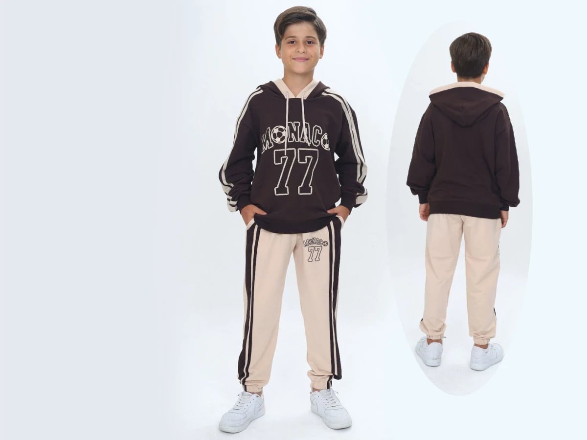 Monaco Printed 2-Piece Boys' Tracksuit Set - Vizviz - by Peralane