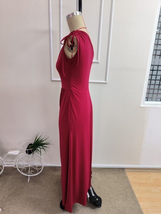 Women's One-Shoulder Wide-Leg Long Jumpsuit with Tie Detail - Janes - by Peralane - photo 5