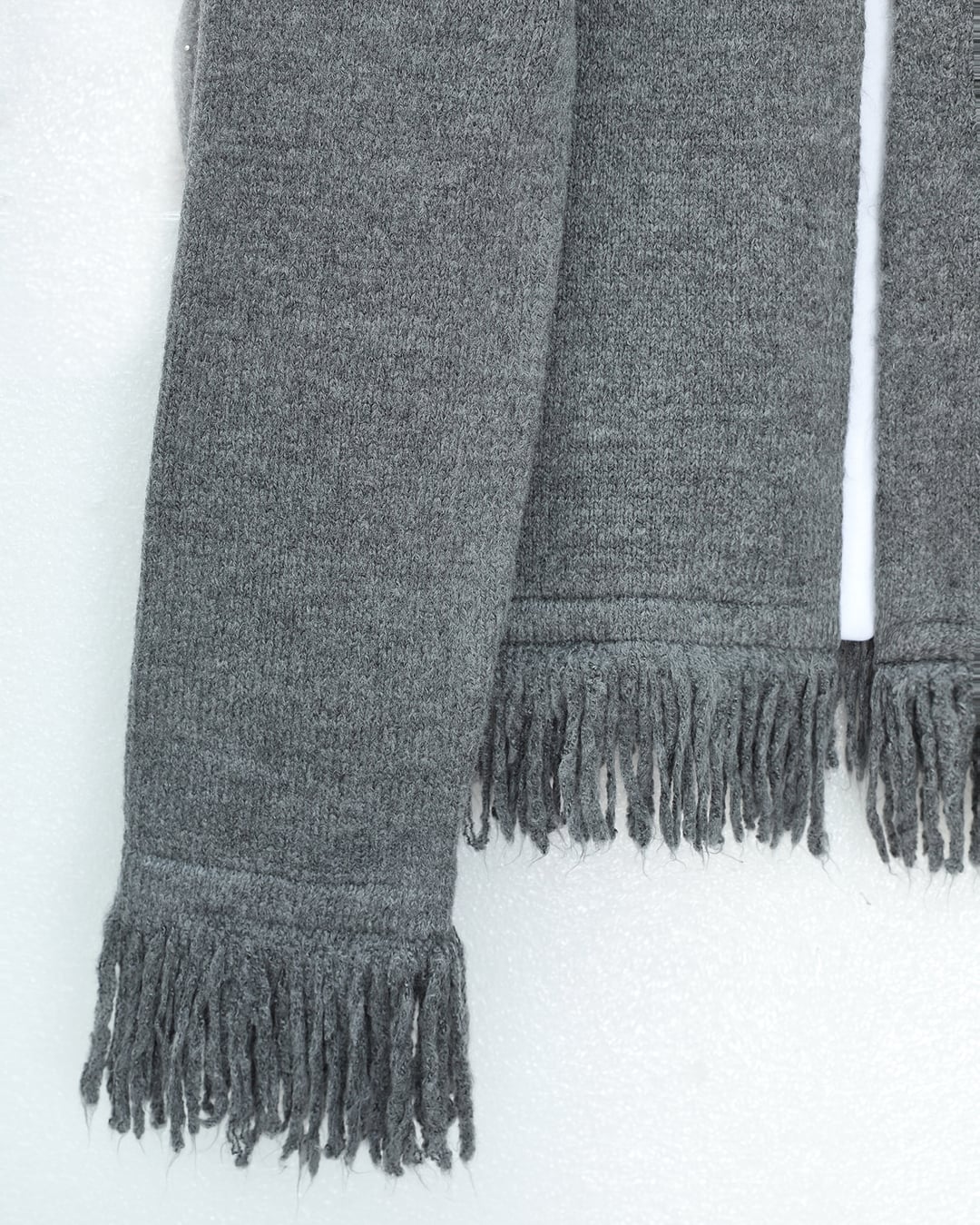 Single Button Fringed Soft Knit Cardigan - Smoke - Podyumplus - by Peralane - photo 5