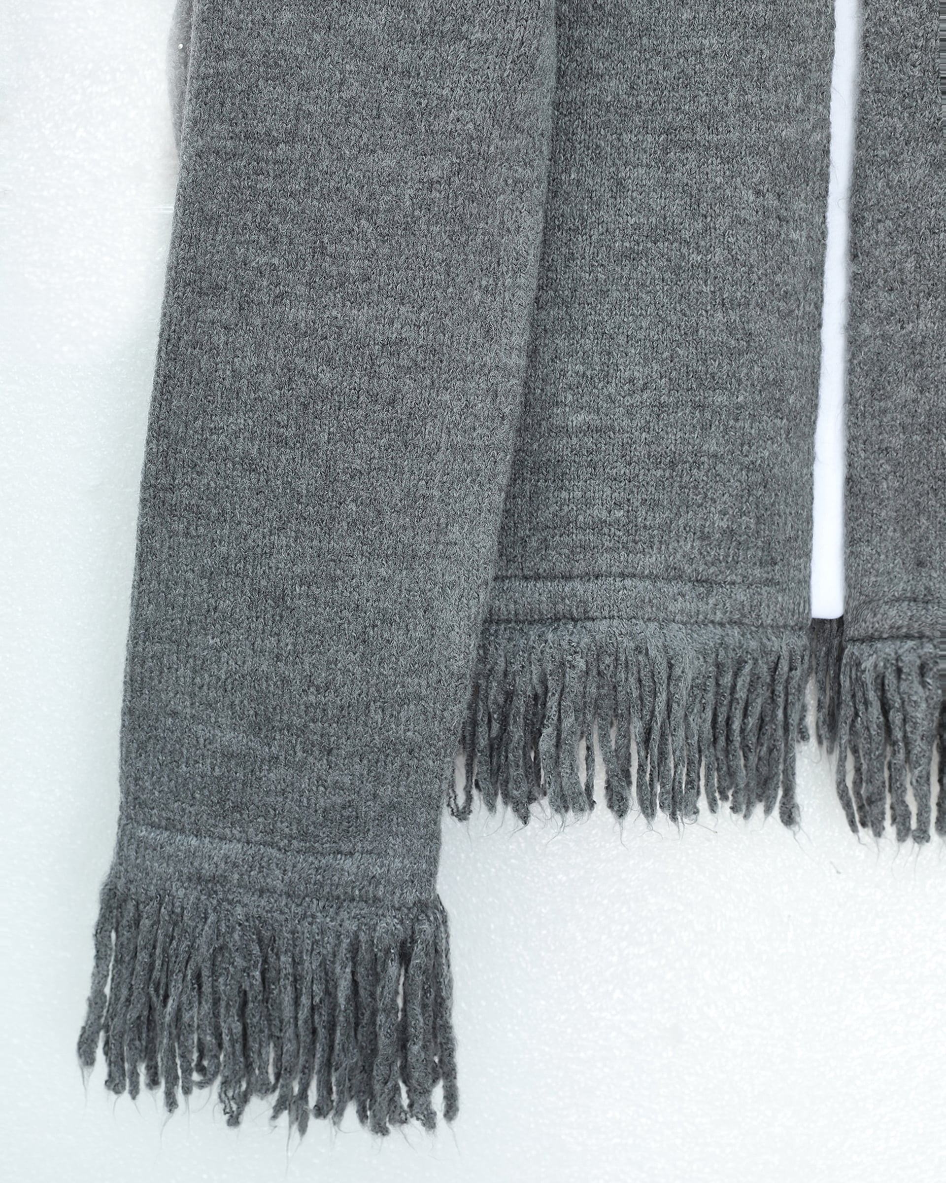 Single Button Fringed Soft Knit Cardigan - Smoke - Podyumplus - by Peralane - photo 5