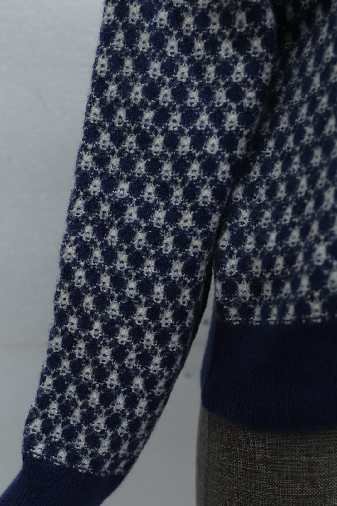 Round Neck Buttoned Patterned Knit Cardigan - Indigo - Podyumplus - by Peralane - photo 6