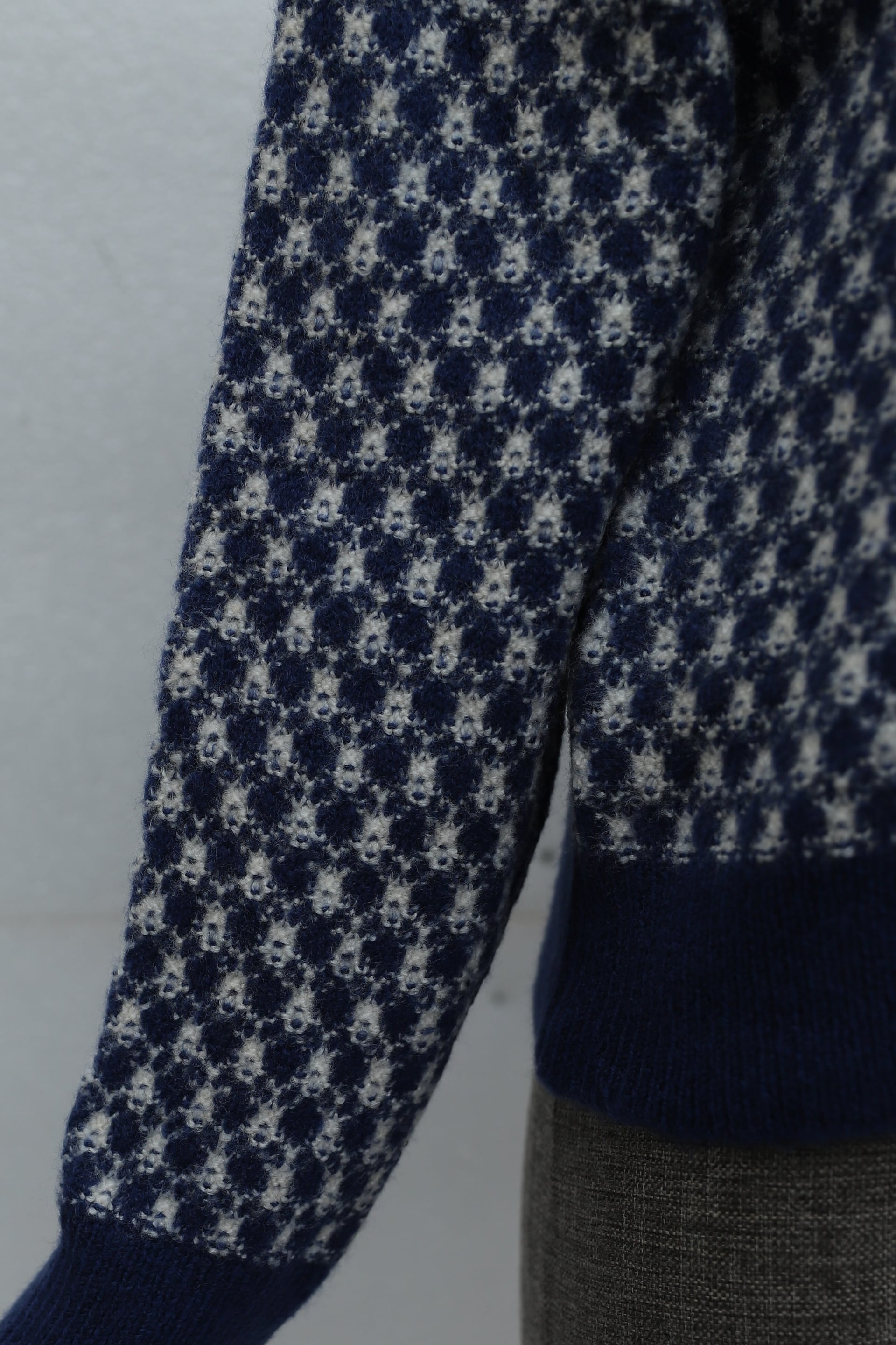 Round Neck Buttoned Patterned Knit Cardigan - Indigo - Podyumplus - by Peralane - photo 6