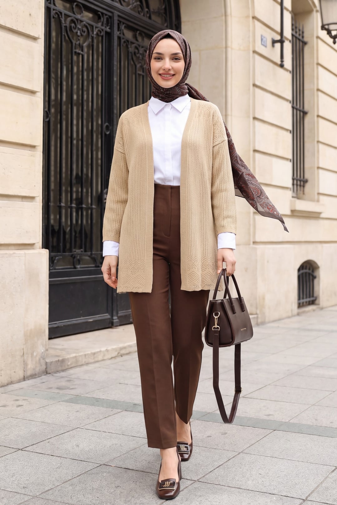 Patterned Hem Open-Front Cardigan - Vizon - Podyumplus - by Peralane - photo 3