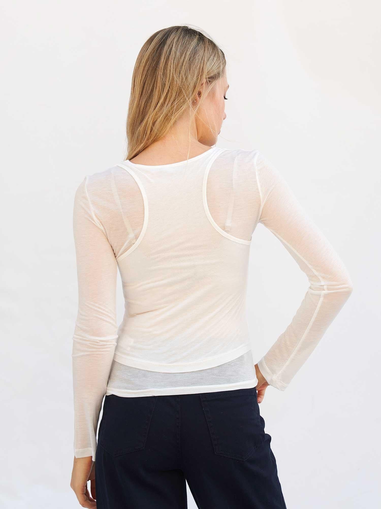 Women's Long-Sleeved Sheer T-Shirt in Ecru - Pack of 4 - Lefon - by Peralane - photo 3