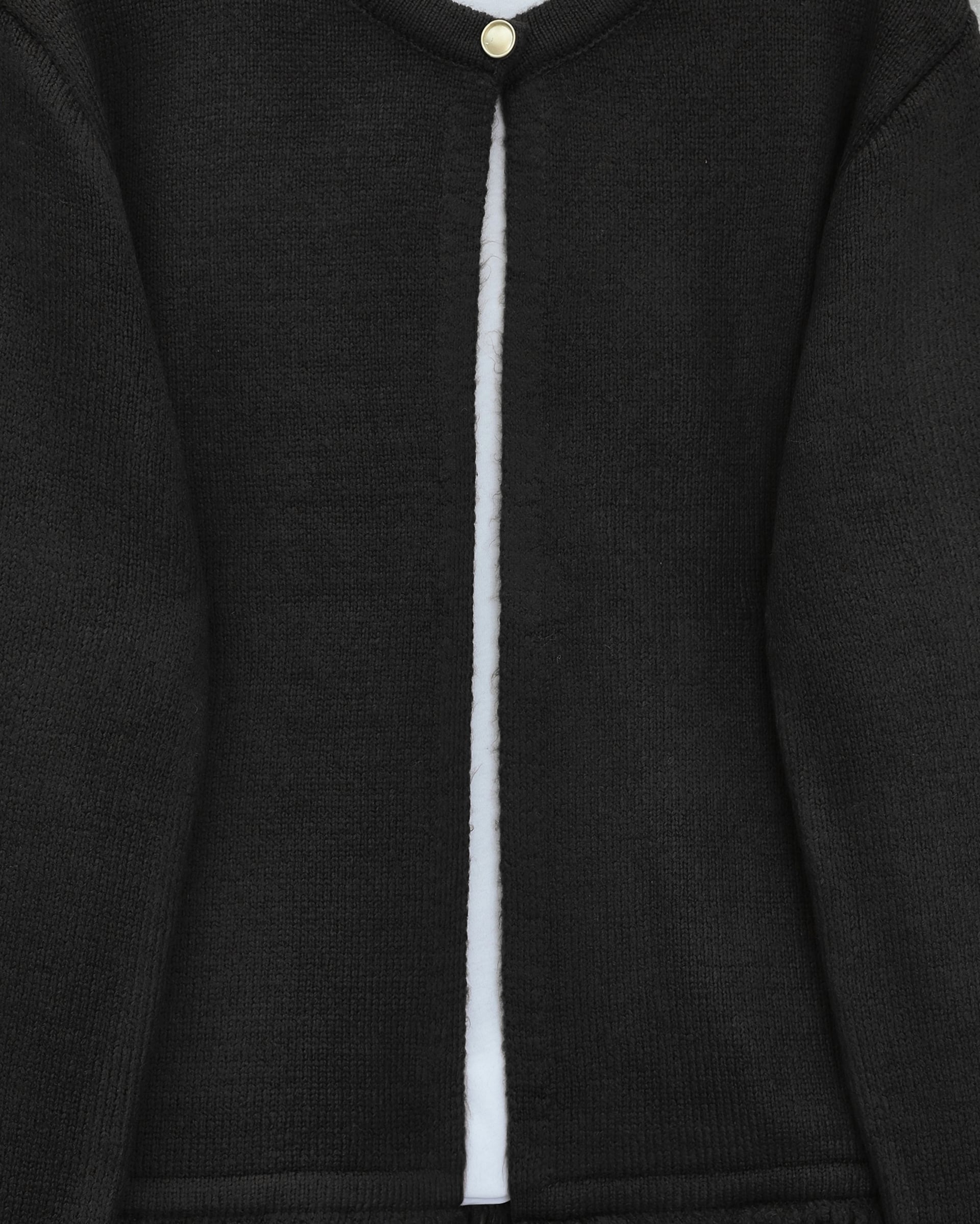 Single Button Fringed Soft Knit Cardigan - Black - Podyumplus - by Peralane - photo 5