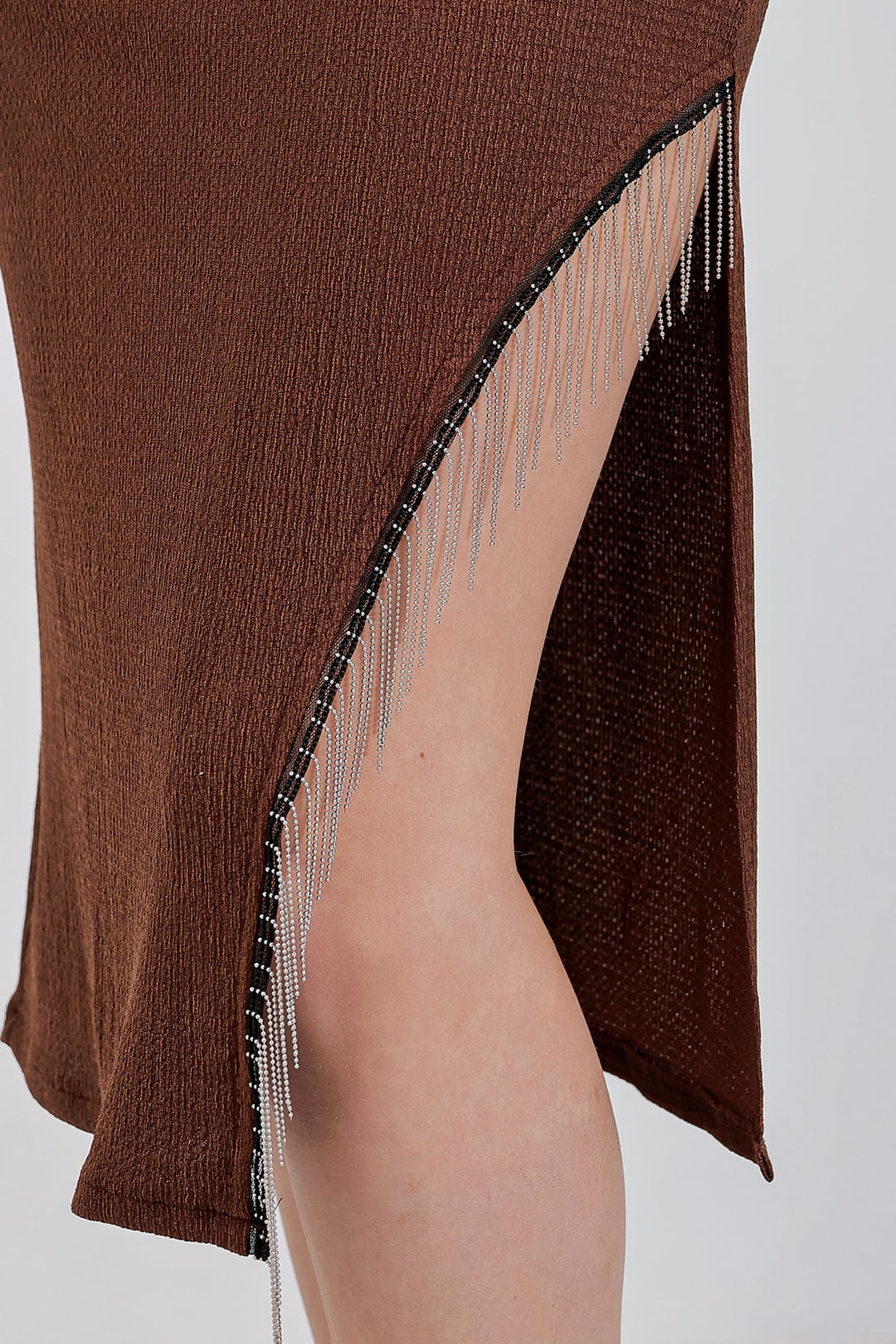 Chain Detail Midi Skirt - Brown - Bigdart - by Peralane - photo 3