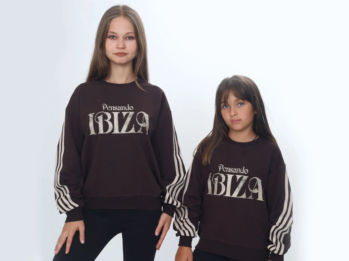 Girls' Printed Sweatshirt - Dark Brown - Vizviz - by Peralane