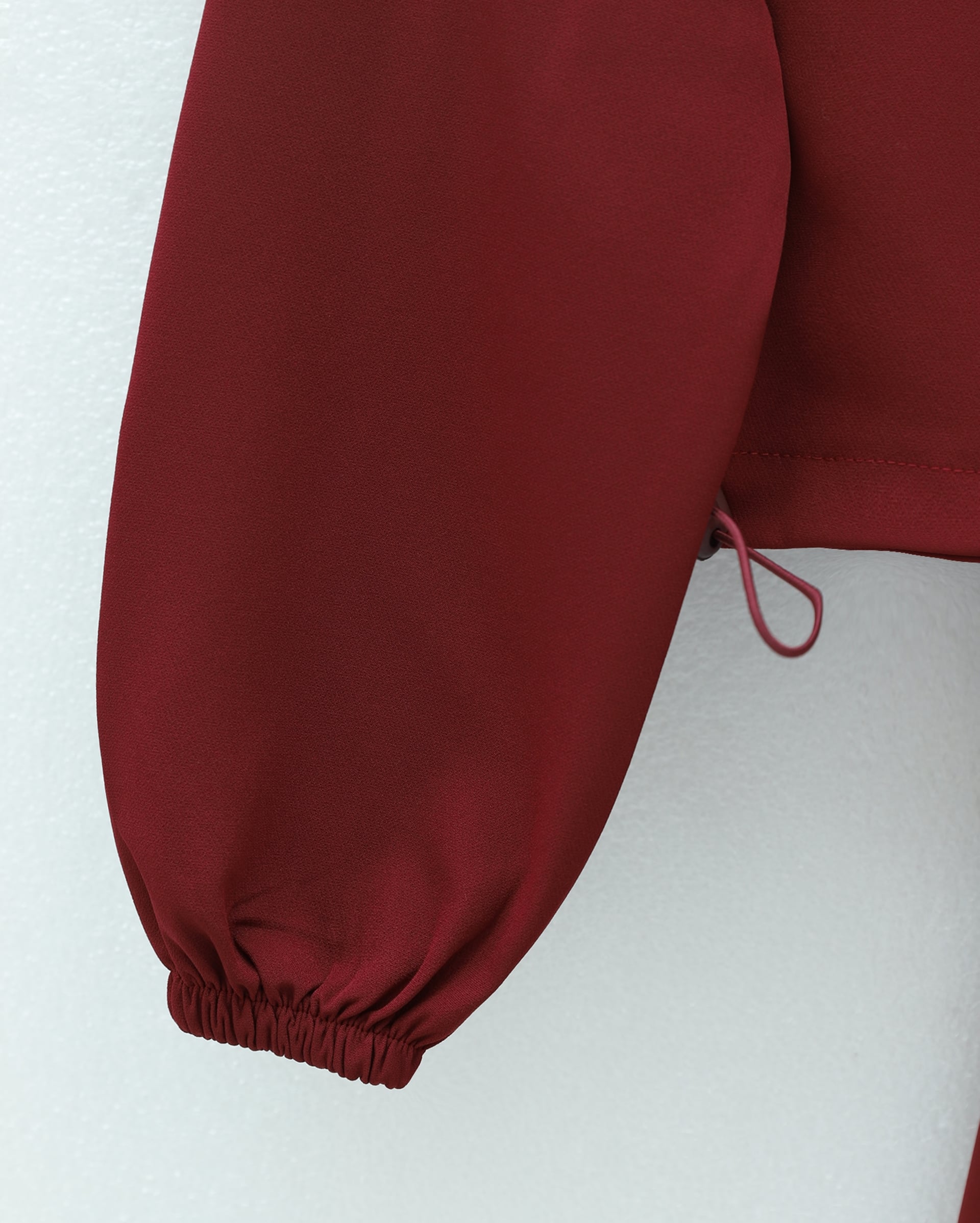 Zip-Front Drawstring Waist Jacket and Long Skirt Two-Piece Set - Bordeaux - Podyumplus - by Peralane - photo 3
