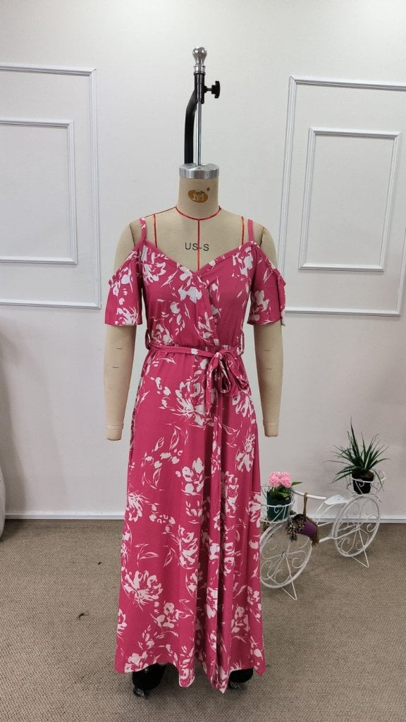 Women's Cold-Shoulder Short-Sleeve Wrap Maxi Dress with Floral Print - Janes - by Peralane - photo 4