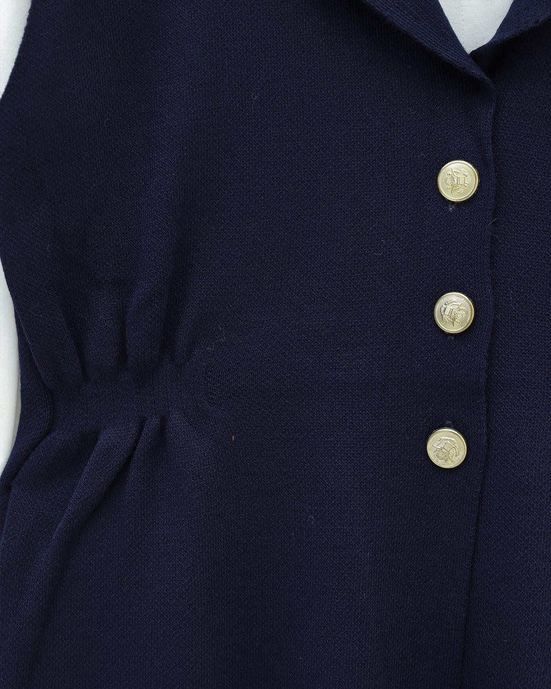 Navy Blue Buttoned V-Neck Vest and Trousers Knit Set - Podyumplus - by Peralane - photo 5