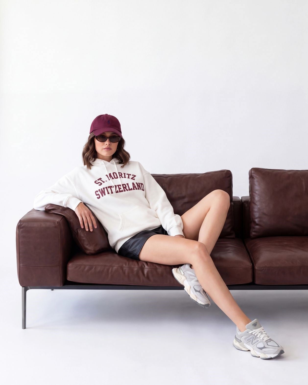 Cream Cotton Blend Hoodie with ST. MORITZ Print - Fame - by Peralane - photo 3